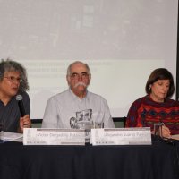 De izquierda a derecha: Víctor Delgadillo y Alejandro Suárez Pareyón, Posgrado de ArquitecturaAM; Alicia Ziccardi, PUEC UNAM y Ángel Mercado, Facultad de Arquitectura UNAM.