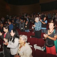 Asistentes al congreso en el  en el Teatro Carlos Lazo, FA UNAM.