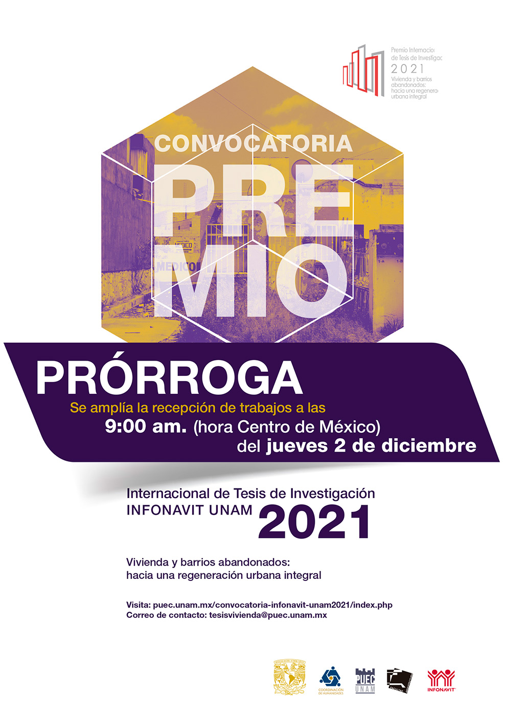 Convocatoria al Premio Internacional de Tesis de Investigación INFONAVIT-UNAM 2021